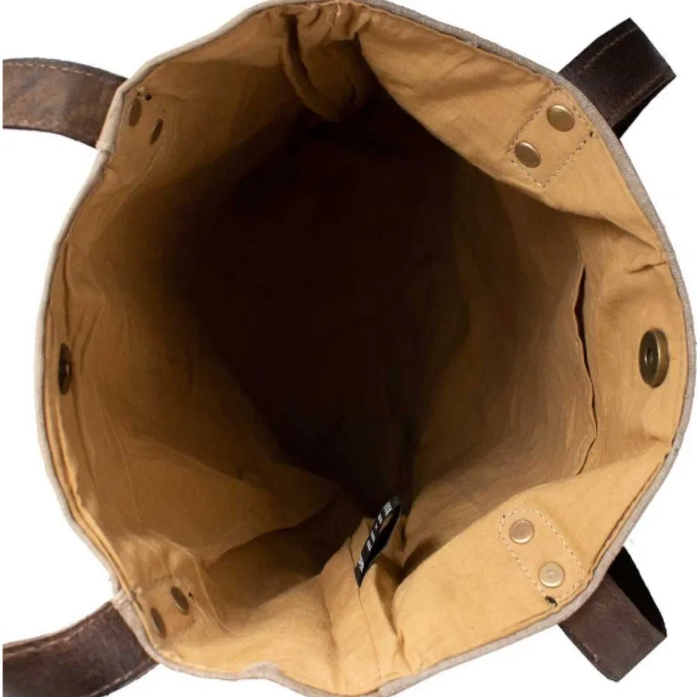 Sea Sand Sun Vintage Like Scene  Recycled Military Canvas Tent Tote